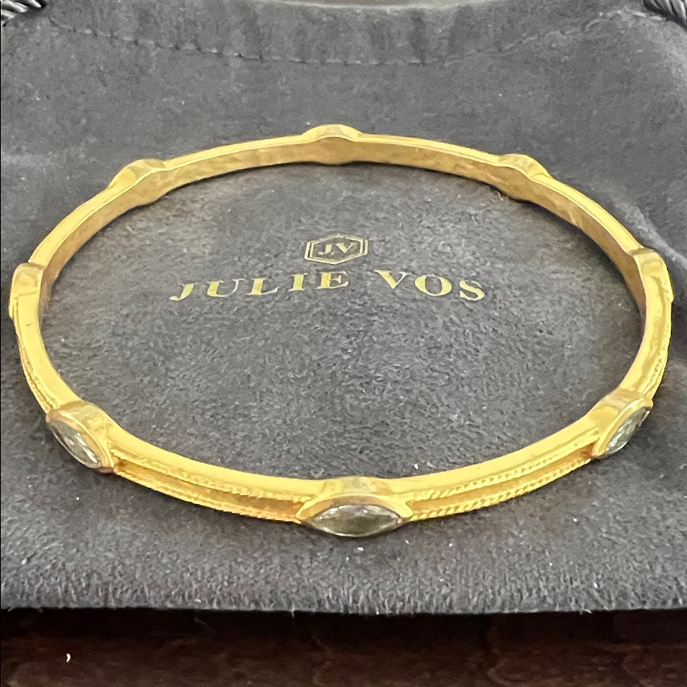 Julie Vos Monaco Gold Crystal Bangle